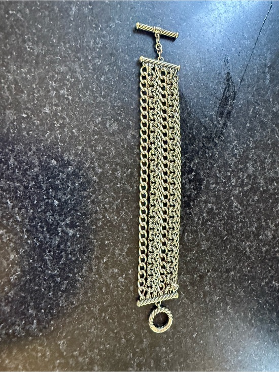 David Yurman sterling silver multi-strand chain bracelet with a toggle clasp